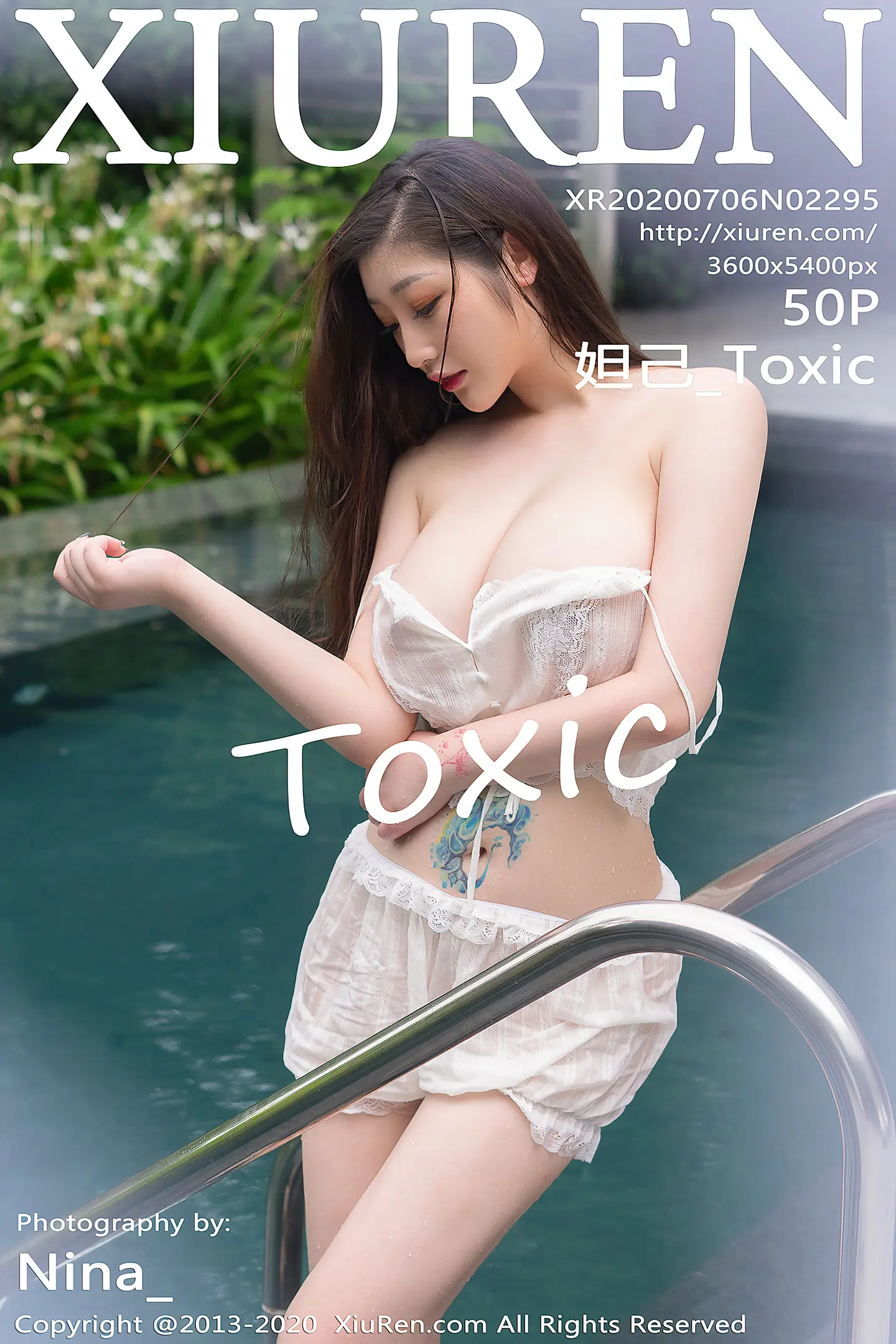 [XiuRen秀人网]No.2295_女神妲己_Toxic泳池白色薄纱湿身透视秀傲人豪乳喷血诱惑写真50P-秀人网 - XiuRen.Pro